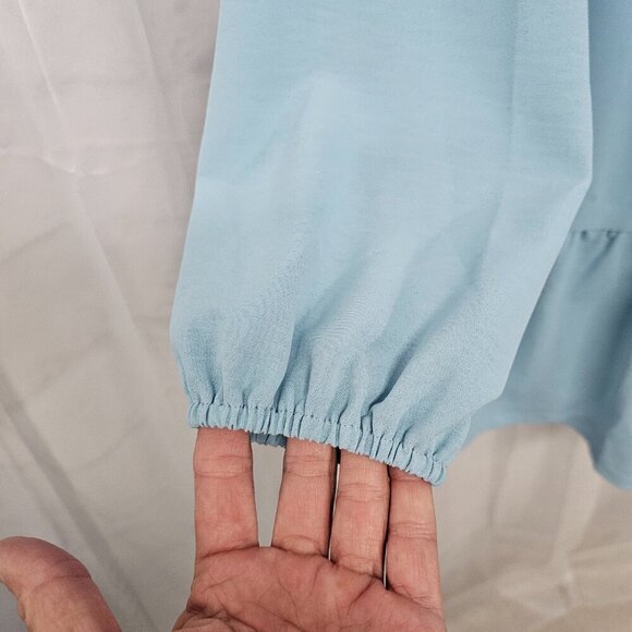 NWT Roylamp Blue Boho Shirt Dress Tiered Minimalist S - Picture 4 of 13